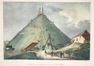 Apparaat om de Leeuw van Waterloo te plaatsen, ca. 1895