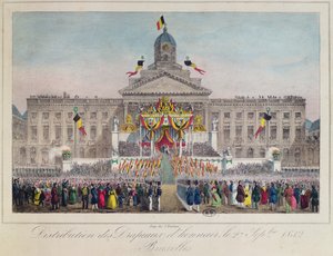 Uitdeling van Eerbanieren in Brussel op 27 september 1832