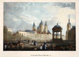 De Grote Markt in Doornik, 1816, ca. 1895 door Belgian School