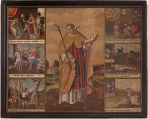 Maarke. Kapel (Sint-Vincentiuskapel). interieur. Schilderij. De martelaar van Sint Vincentius. 19e eeuw. door Belgian School