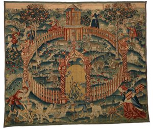 Wandtapijt, Park au Cerfs, gemaakt in Doornik, België, ca.1500 door Belgian School