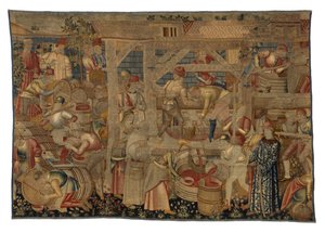 Tapijt met de Wijnpersers, uit Doornik, ca.1460-70 door Belgian School