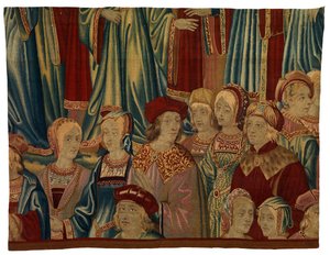 Tapijtfragment, Comtiers, gemaakt in Brussel, België, ca. 1520 (wol & zijde)