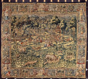 Het jachtwandtapijt van de manufacturen van Brussel. 16e eeuw Genua, Musei di Strada Nuova