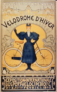 Winterfietsracebaan, Internationale tentoonstelling van velocipedesporten Brussel, 2-10 februari 1895 door Belgian School