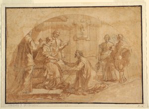 Tekening, Paus ontvangt bezoeker, 1590-1646 door Belisario Corenzio