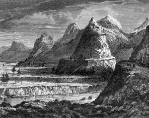 Terrassen van de Fraser River, British Columbia, Canada, 19e eeuw