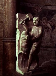 Cooper: Augustus uit een standbeeldkalender van de Arbeid van de Maanden, c.1200 door Benedetto Antelami