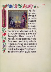 Christus en Nicodemus uit het Evangelarium van Santa Giustina geschreven door Laurentius Gazius Cremonensis, 1523-25 door Benedetto Bordone