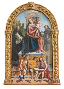 Madonna met kind, heiligen en engelen