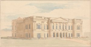York House, Londen: Perspectiefweergave van de westelijke gevel door Benjamin Dean Wyatt