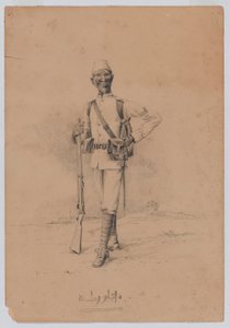 Een soldaat van het 10e Soedanese Bataljon, c.1889 door Benjamin Donisthorpe Alsop Donne