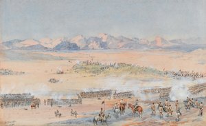 Vooruitgang van het 9e en 10e Soedanese Bataljon van het Egyptische leger in de Slag bij Toski, 3 augustus 1889 door Benjamin Donisthorpe Alsop Donne
