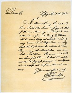 Brief van Benjamin Franklin aan David Hartley MP, 14 april 1782