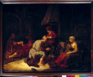 De operatie heeft een vergrootglas chirurg die een van zijn patiënten in het hoofd opereert door Benjamin Gerritsz. Cuyp
