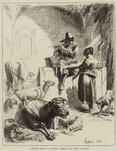 Herder zittend bij een fontein