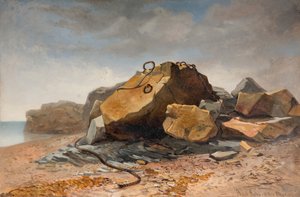 Strandscène, Marazion, Cornwall, 1860 door Benjamin Johnson