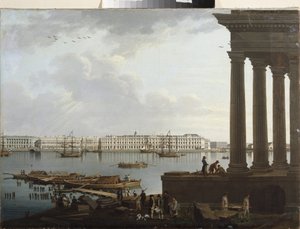 Uitzicht op het Winterpaleis en de Beurs in Sint-Petersburg door Benjamin Patersson