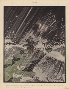 Een Vergetelheid: een aquarellist die zichzelf op een rots zet om een storm te schilderen en betreurt dat hij geen water heeft meegenomen
