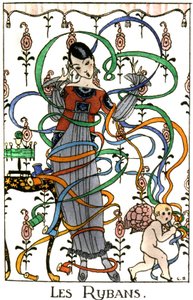 De linten, jurk in flapperstijl, c.1919 door Benjamin Rabier