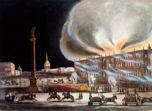 Brand in het Winterpaleis in december 1837 door Benjamin Richard Green