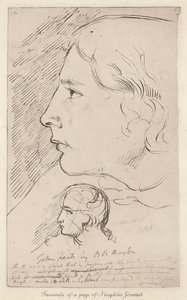 Schets van de Engelse dichter John Keats uit het dagboek van de Engelse kunstenaar Benjamin Haydon (litho)
