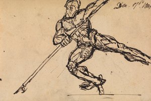 Figurenstudie van een Naakte Man met een Speer