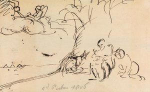 Studie van figuren zittend onder een boom door Benjamin Robert Haydon