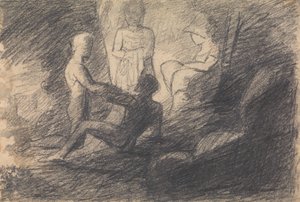 Studie van figuren in een grot door Benjamin Robert Haydon