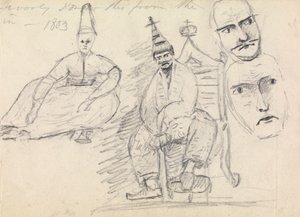 Studie van twee zittende mannen in hun traditionele kostuum door Benjamin Robert Haydon