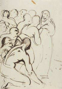 Studie van een groep figuren, knielend en staand door Benjamin Robert Haydon