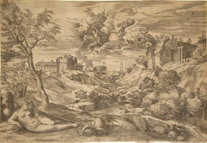 Medoro en Angelica door Benjamin Thomas Pouncy