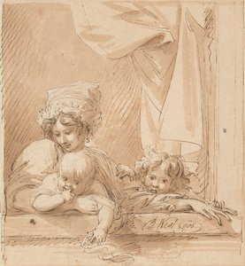 Een moeder en twee kinderen door Benjamin West