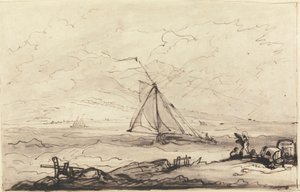 Een storm aan een bergachtige kust door Benjamin West