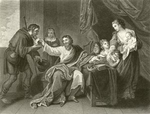 Alfred verdeelt het brood door Benjamin West