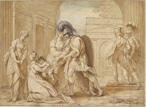 Hector neemt afscheid van Andromache: de Angst van Astyanax door Benjamin West