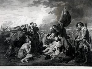 De dood van generaal Wolfe (1727-59) 1759, gegraveerd door Augustin Legrand door Benjamin West