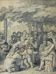 De Indianen Leveren de Engelse Gevangenen Over aan Kolonel Bouquet bij zijn kamp aan de samenvloeiing van Muskingum, Noord-Amerika in november 1764, c.1769 door Benjamin West