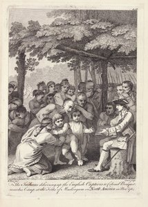 De indianen leveren de Engelse gevangenen uit aan kolonel Bouquet nabij zijn kamp bij de Forks of Muskingham in Noord-Amerika in november 1764 door Benjamin West