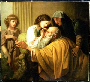 Tobias geneest de blindheid van zijn vader, 1772 door Benjamin West