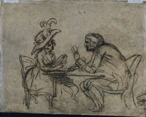 Vrouw en Man die Kaarten Spelen, 1792