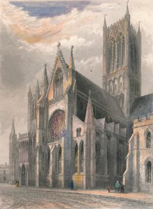 Kathedraal van Lincoln - Uitzicht op de zuidelijke transept en centrale toren door Benjamin Winkles