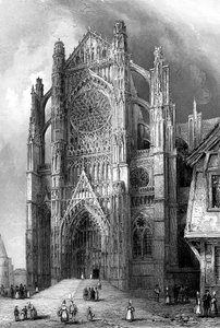 Het zuidelijke transept van de kathedraal van Beauvais, Frankrijk, 1836 door Benjamin Winkles