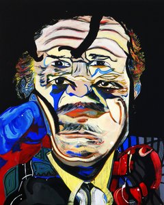 50 grote schrijvers uit de geschiedenis : Carlos Fuentes, 2015 (olieverf en acryl op doek)