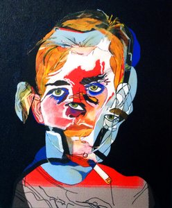 50 grote schrijvers uit de geschiedenis : Jack Kerouac, 2015 (olieverf en acryl op doek)