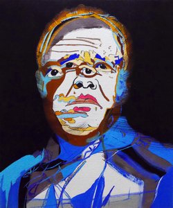 50 grote schrijvers uit de geschiedenis : Jean Genet, 2015 (olieverf en acryl op doek)
