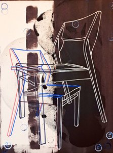Chaise prototype, naar David Gour, 2023 (olieverf en acryl op gemengd doek)