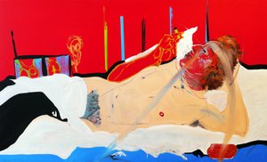 Olympia gainsbourienne, 2017 (olieverf en acryl op doek) door Benoit Erwann Boucherot