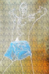 Passager 3, 2020 (acryl op gezeefdrukt Japans papier) door Benoit Erwann Boucherot