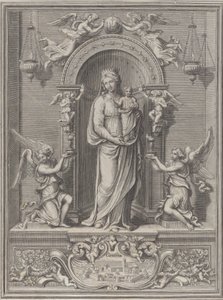 Madonna van Loreto, in een nis met een engel aan beide zijden